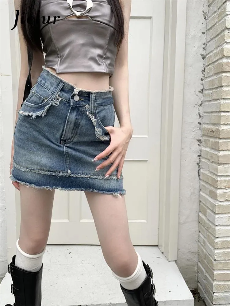 Faldas Sexy american vintage denim falda de mujeres verano cintura alta teta moderna moda delgada