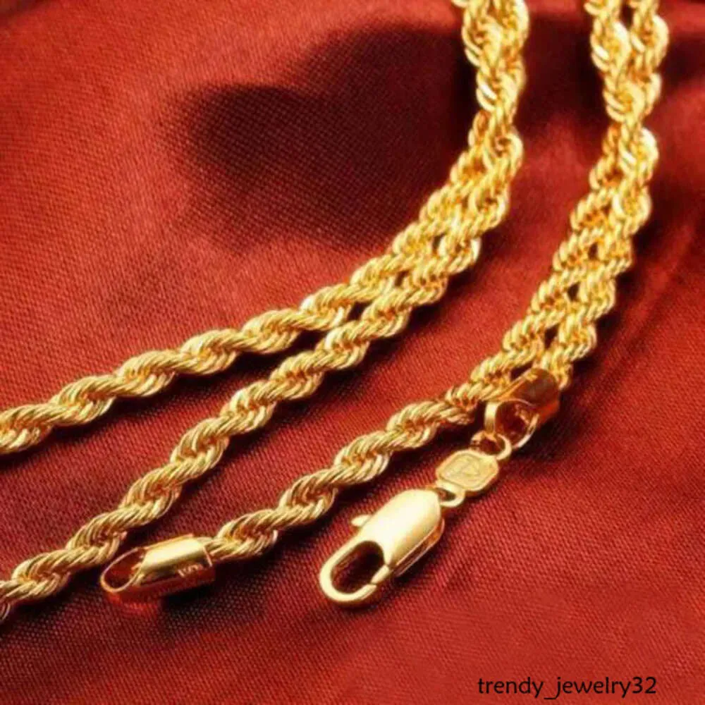 Yellow Solid Gold G/F Men's Women's Necklace 24" Rope Chain Charming Jewelry Best Packaged with