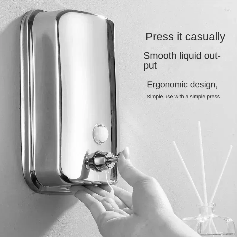 Dispensateur de savon liquide 304 Commercial mural en acier inoxydable pour cuisine de restaurant de salle de bain