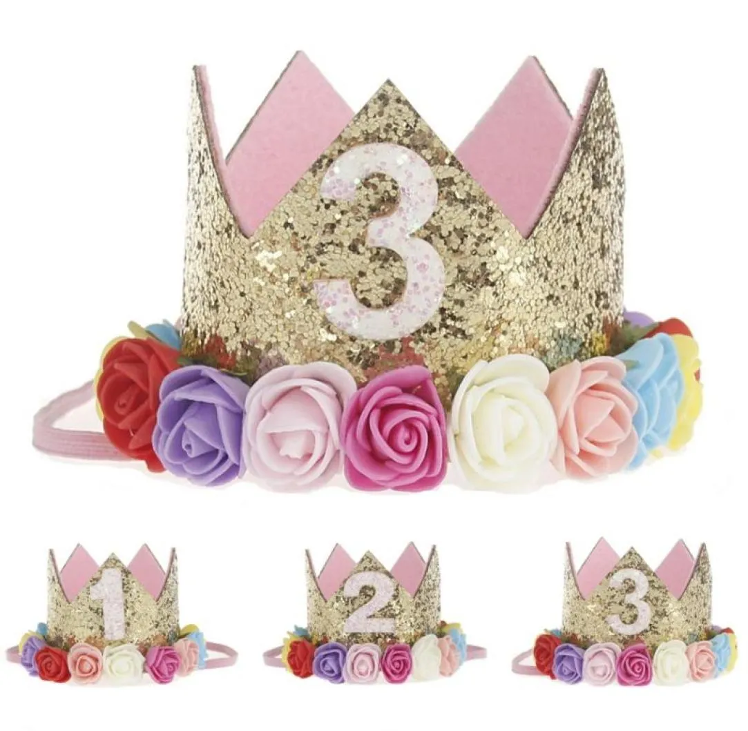 Hundekleidung 1 PC Pet Cat Hut Geburtstagsfeier 1. 2. Jahr Floral Prinzessin Crown Welpen Kätzchen Dekoration mit Stirnband2217250