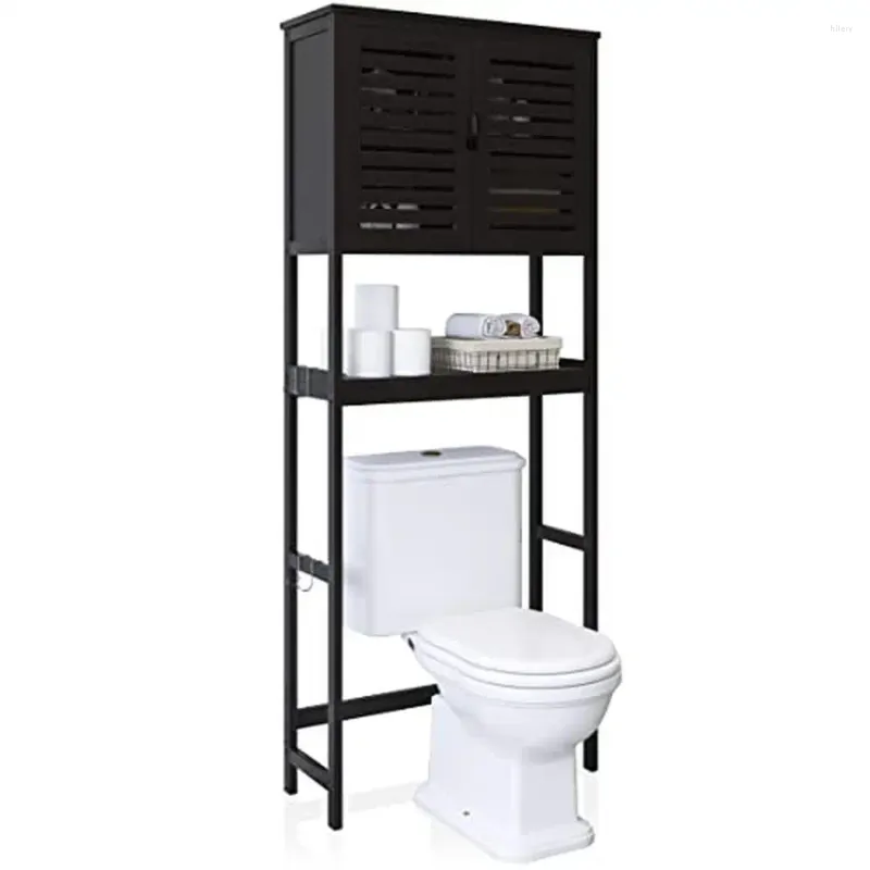Boîtes de rangement Bathroom Bamboo Cabinet Organisateur Space Saver-Ajustement étagères de porte réadaptées