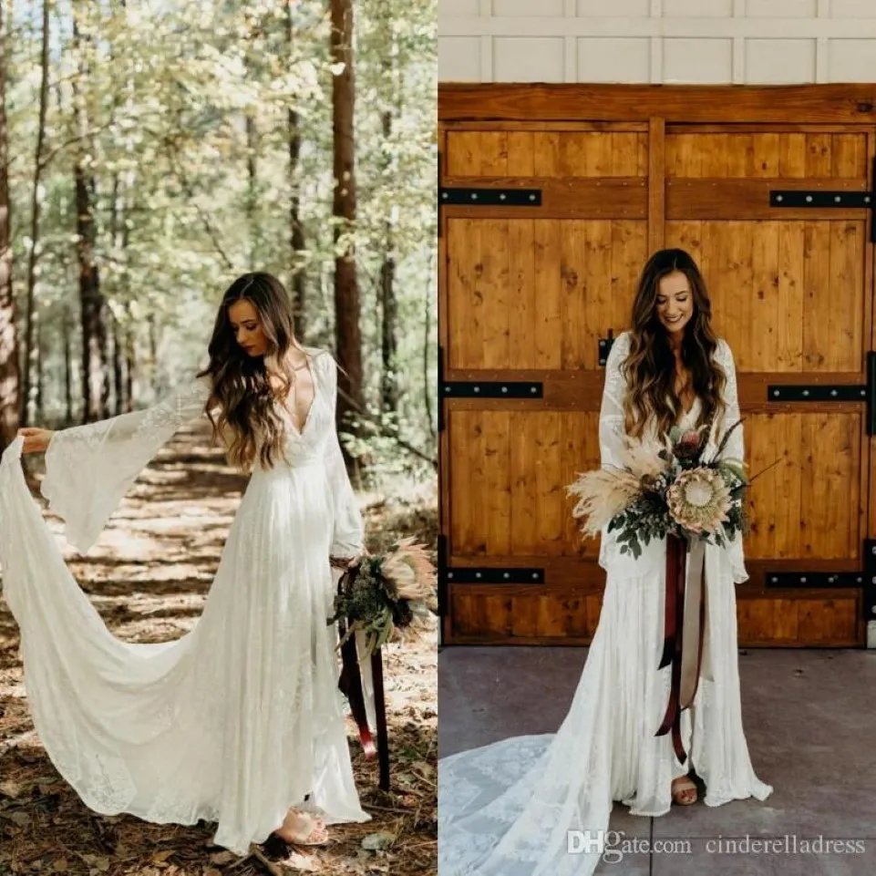 Robes de mariée en dentelle boho de style pays