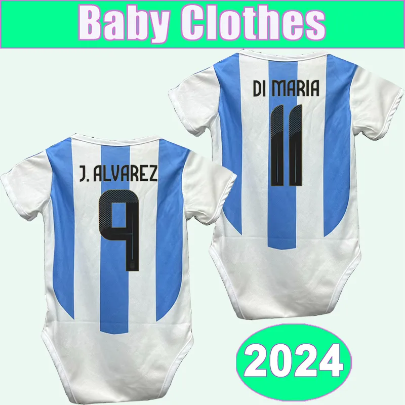 2024 DI Maria Baby Clothes Ocer Jerseys Martinez Romero de Paul Mac Allister J.Alvarez Tagliafico Home Football Shirts Shirts Shorta Uniforms
