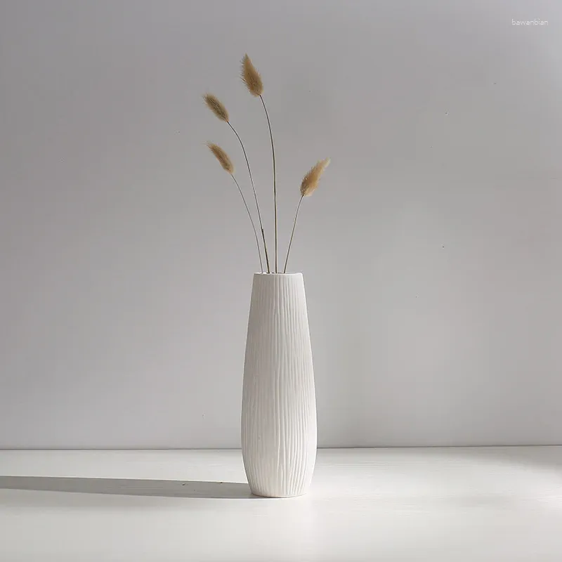 Vasi Ornamenti in stile moderno semplice vaso in ceramica bianca per decorazioni per la casa di fiori secchi Accessori desktop decorazione per interni