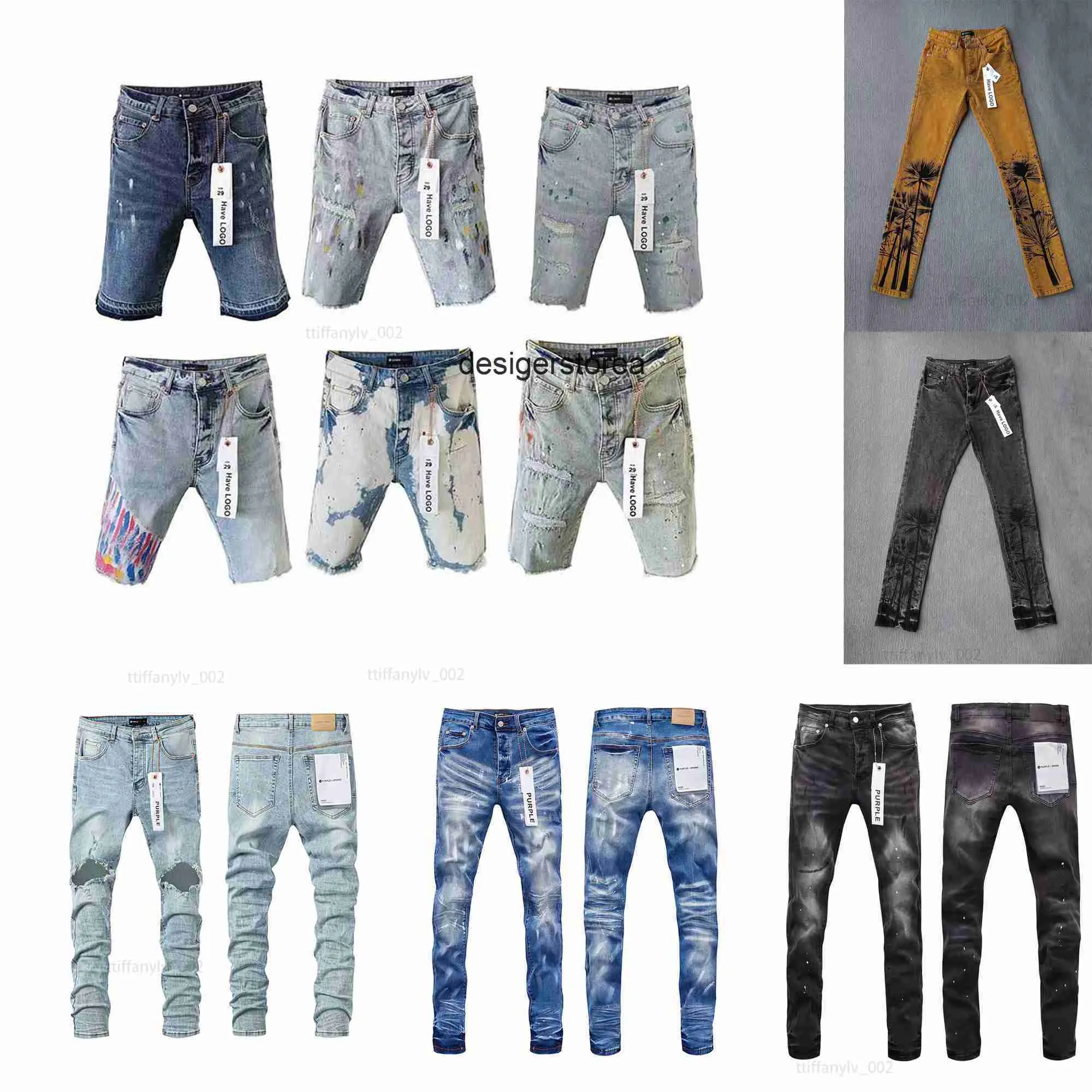Designer Herren lila Jeanshose Herren lila Jeans Shorts Jean Men Hosen gerade Design Retro Streetwear Lila Brand Jeans kurz P3