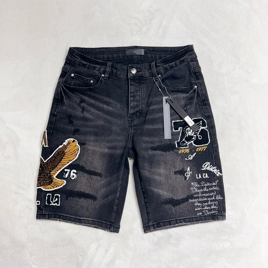 Shorts concepteurs masculins jeans pour hommes jeans décontractés jeans hommes noirs jean aigle broderie shortpants slim mens street hip hop short denim 29-40