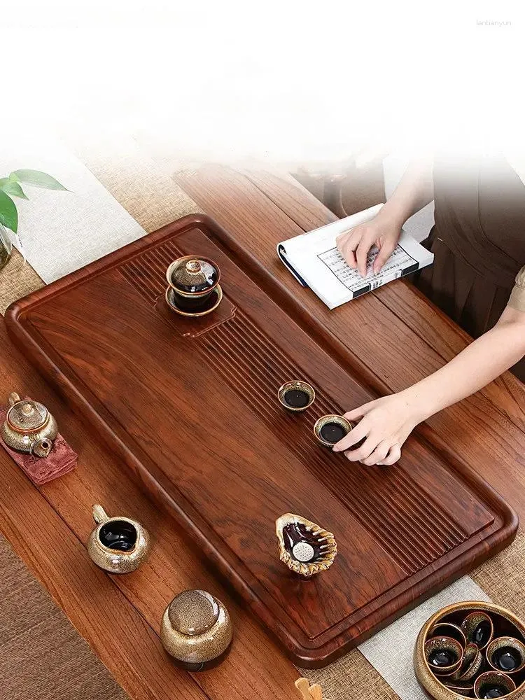 Theeslezen antiek houten grote waterafvoerlade decoratieve traditie ceremonie tools Chinese theeware -opslagaccessoires