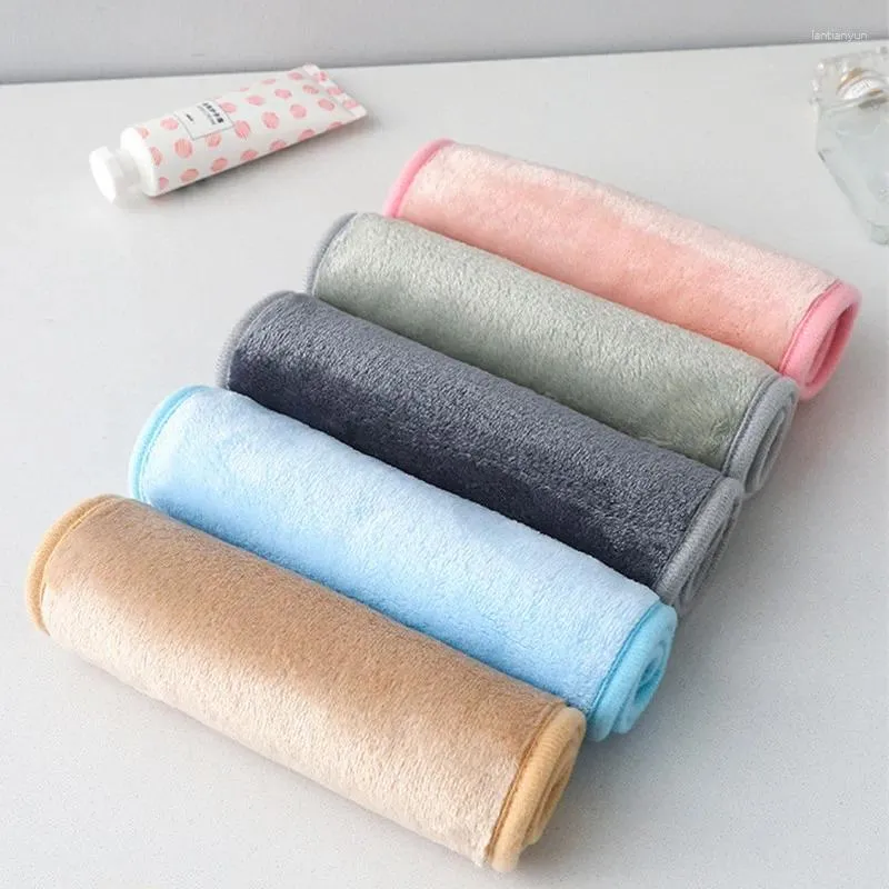 Serviette 5pcs / lot réutilisable maquillage doux visage de nettoyage de nettoyage en tissu microfibre maquillage lisser la couleur aléatoire de couleur aléatoire