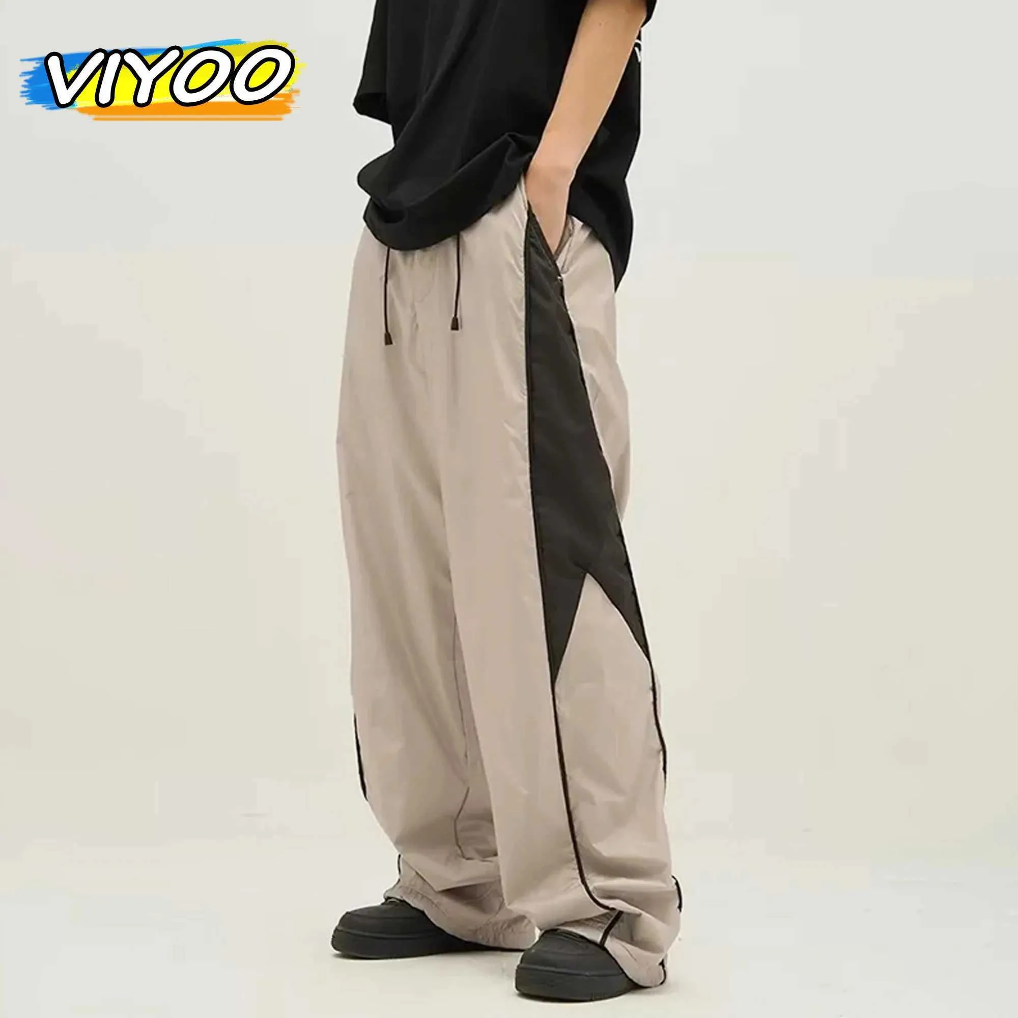 Pantalon masculin Mens Y2K Retro Cargo Pants Hip-Hop Street Clothing Wide Jogger Sports Pantal
