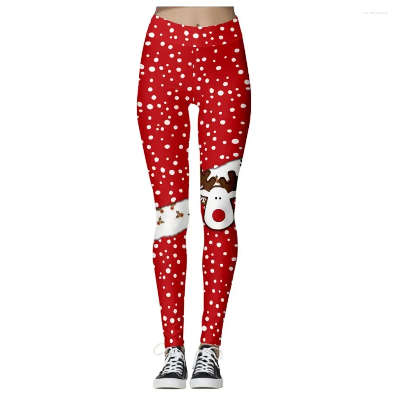 Yoga Outfits Christmas Snow Leggings Women Lady Casual Elasticity Skinny Printed Stretchy Pants Plus Size Fitness #YL10