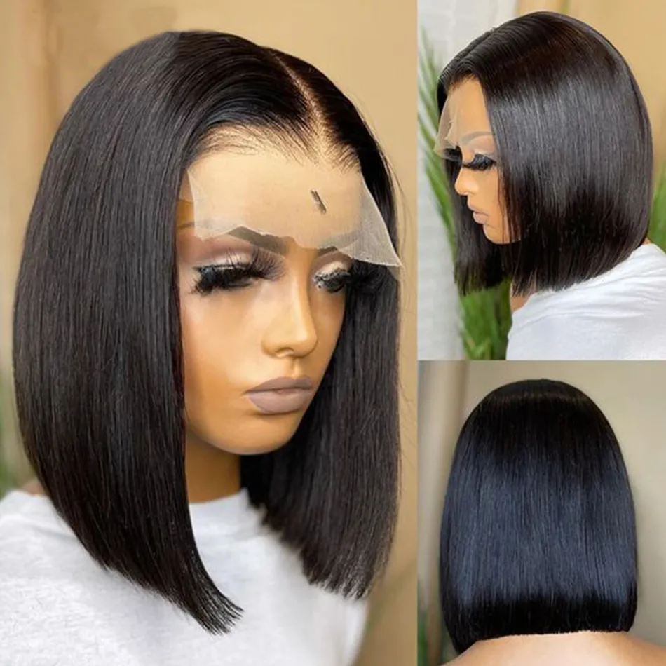 Pre Plucked Brazilian Human Hair Short Bob Short Lace Front Wigs Wholesale 13X4 Straight Lace Front Short Lace Front Wigss For Women With Transparent Laces From Wigs093 15.64 DHgate.Com