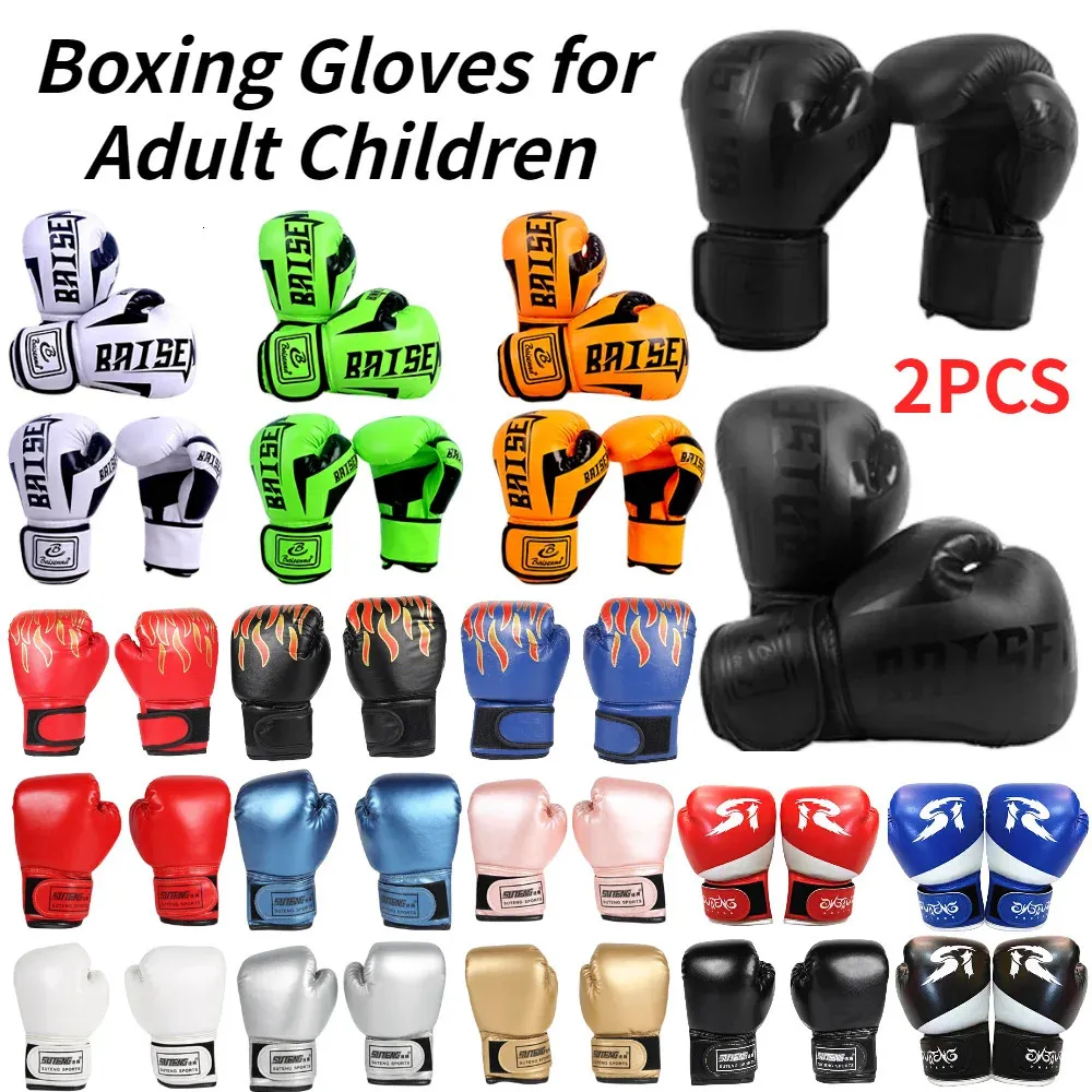 Pu Leather Hand Protective Gants Traine de boxe Sparring Earring Muay Thai Competition Glove For Kids Adult Sports Supply 240506