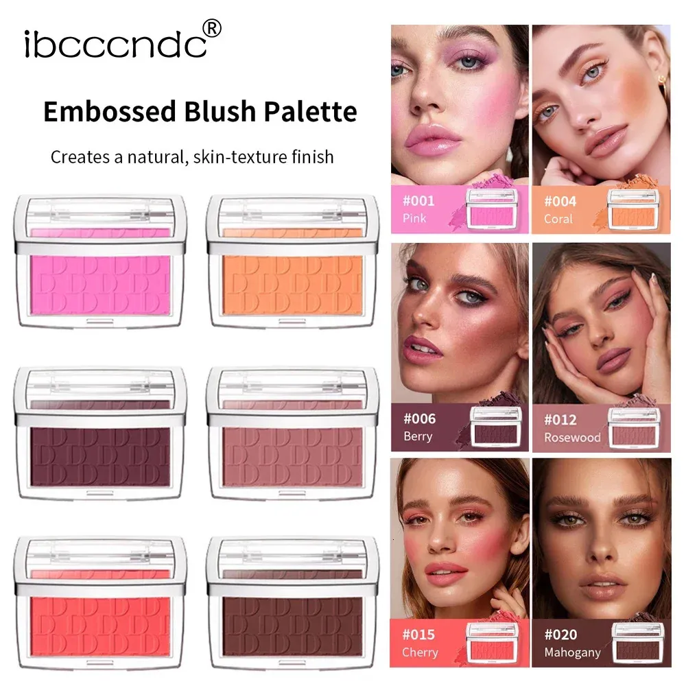 Palette blush en relief en relief en poudre rose poudre de corail rose pigmenté haut pigmenté pour joues Cosmetics lisses 240510