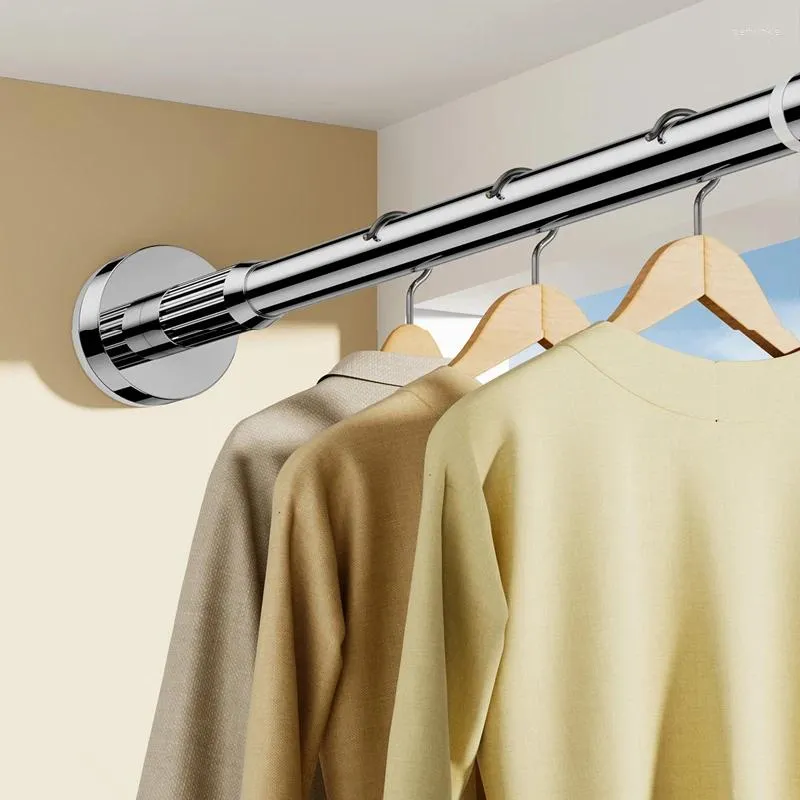 シャワーカーテン35-80cm非パンチ多機能ステンレス鋼張力カーテンロッド家庭用バスルームハンギングポール拡張可能
