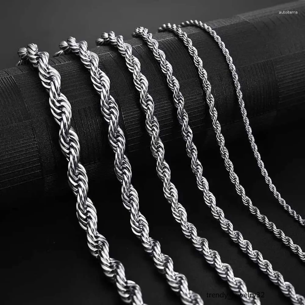Anhänger Sterling Sier 2/3/4mm 16-24 Zoll Seilkette Halskette für Männer Frauen Mode Punk Hochzeitsfeier Geschenke Schmuck
