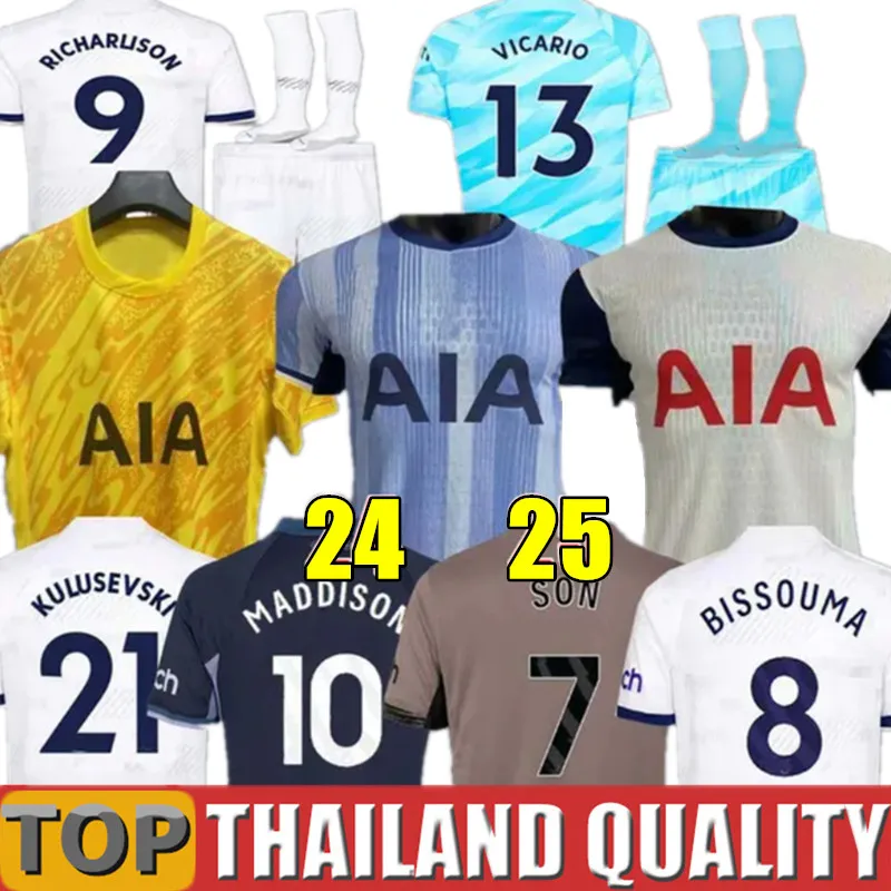 Men Kids 23 24 Son Soin Soccer Jerseys 2023 2024 Jersey Football Shirt Romero Van de Ven Kulusevski Bissouma Richarlison Pedro Porro Players Maddison Vicario Werner