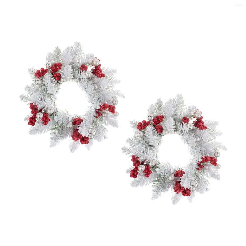 Fleurs décoratives 2pcs Bougies de Noël Anneaux de pouce 11 "Garland Table Table Pièce pour lanternes Piliers de mariage DÉCOR HOME