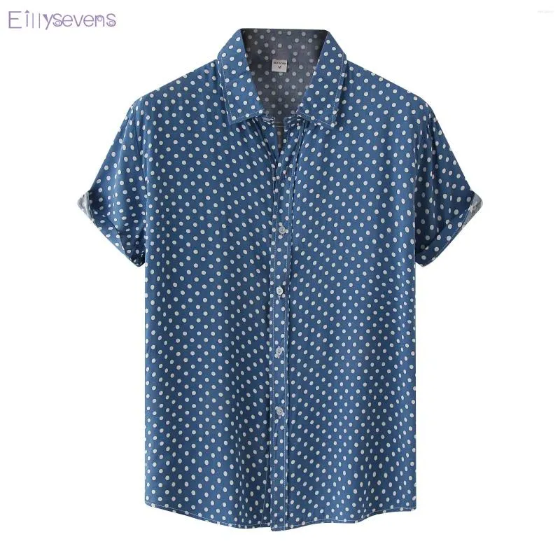 Męskie koszule kreski na krótkie rękawie koszula moda letnia wypoczynek najlepszy wakacje z nadrukiem bawełniany oddychający oddychający bluzka z prolą kropką