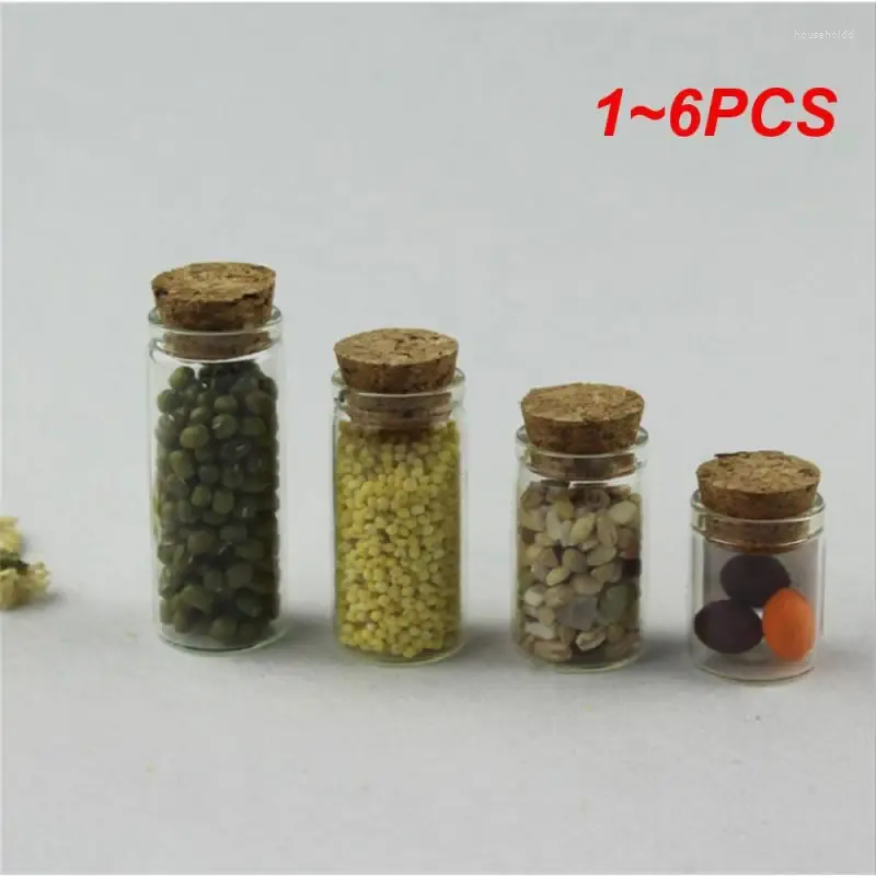 Storage Bottles 1-6PCS 2.5ml To 60ml Flat Bottom Lab Glass Test Tube With Cork Stoppers Sealed Can Tank
