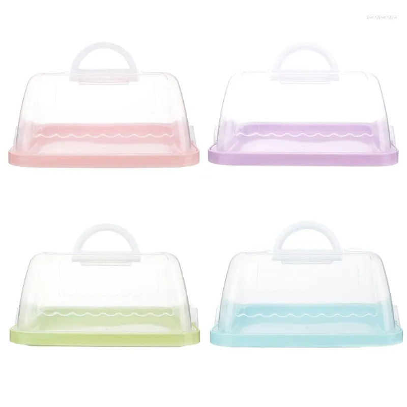 Bouteilles de rangement en plastique portable bac à gâteau carré contenant de dessert à cupcake pour boîtier des supports d'anniversaire de mariage de porte-mains