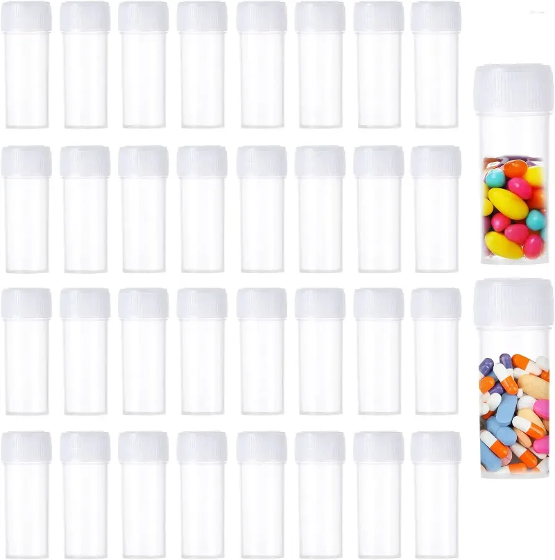 Bottiglie di stoccaggio 100 pezzi campione da 5 ml di tubi in plastica trasparente per pillole e liquidi per polveri solidi pastini