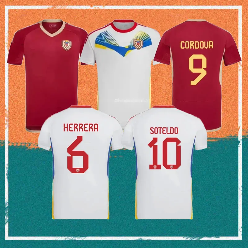 24/25 Venezuela Soccer Jerseys 2024 Home Soteldo Rondon Savarino Rincon Maillots de Foot Shirt Cordova Bello Sosa Kit Kit Football Mundus