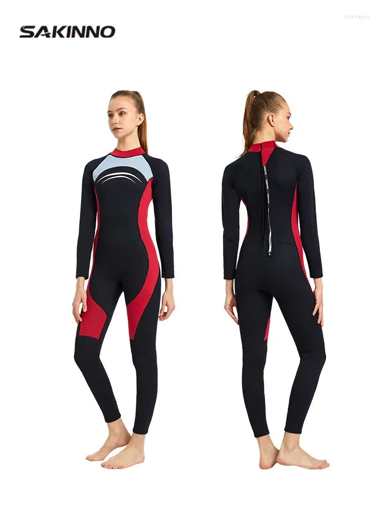 Women's Swimwear 3MMDeep Snorkeling Suit Outdoor Cold-Proof Jellyfish-Proof Sun Block Surfing Winter Swimming One-Piece Long Sleeves Warm