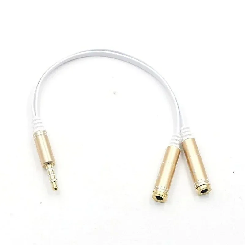 3.5 Mm Headphone Earphone Audio Cable Micphone Y Splitter Adapter 1 Female To 2 Male Connected Cord To Laptop PC