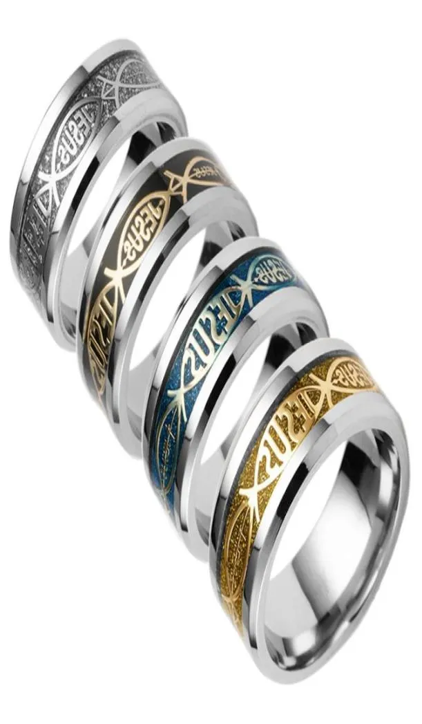 Rostfritt stål Christian Jesus Ring Cluster Finger Rings Nail Silver Gold Band för kvinnor Män tror Inspirerade smycken2049849