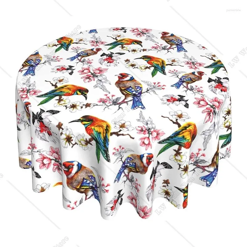 Tableau d'oiseaux en tissu rond Polyester aquarelle à floral