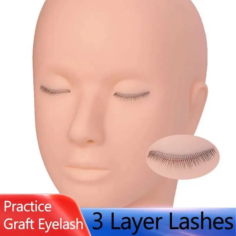 Teste di manichino per ciglia a 3 strati Eyelash False Human Head Practice Graffiti Extensiti Bambola Allenamento Face Touch Model Q240510