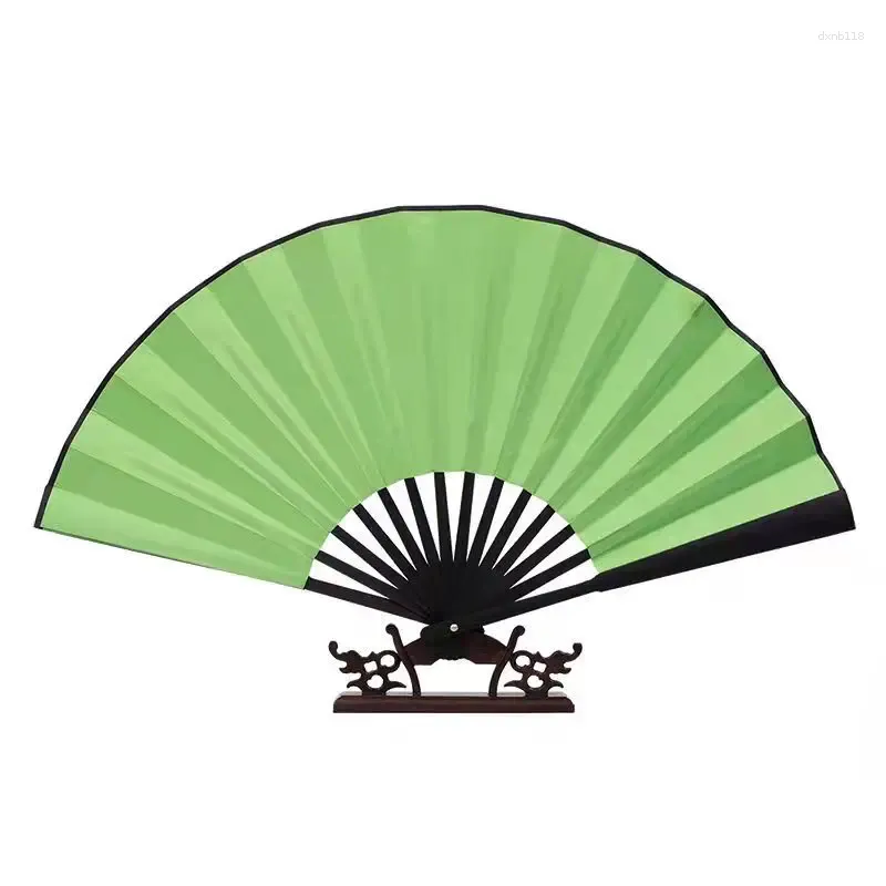 Decorative Figurines Latest Large Chinese Hand Fans Bamboo Silk Folding Fan Green Blue Orange Rose Red Dance