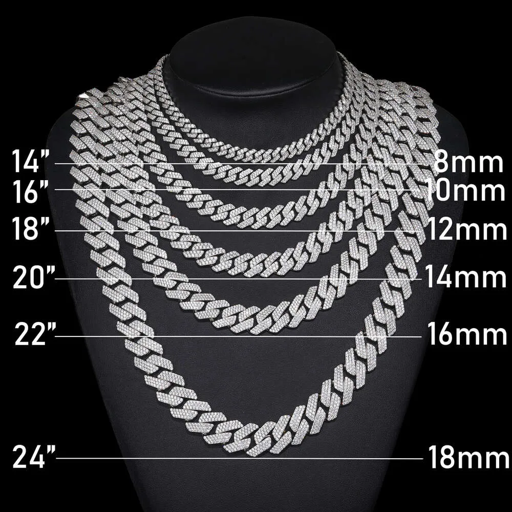 Bijoux hip hop cubana de haute qualité 20 mm sterling VVS VVS Moisanite Diamond Iced Out Coubain Collier de chaîne de liaison pour hommes