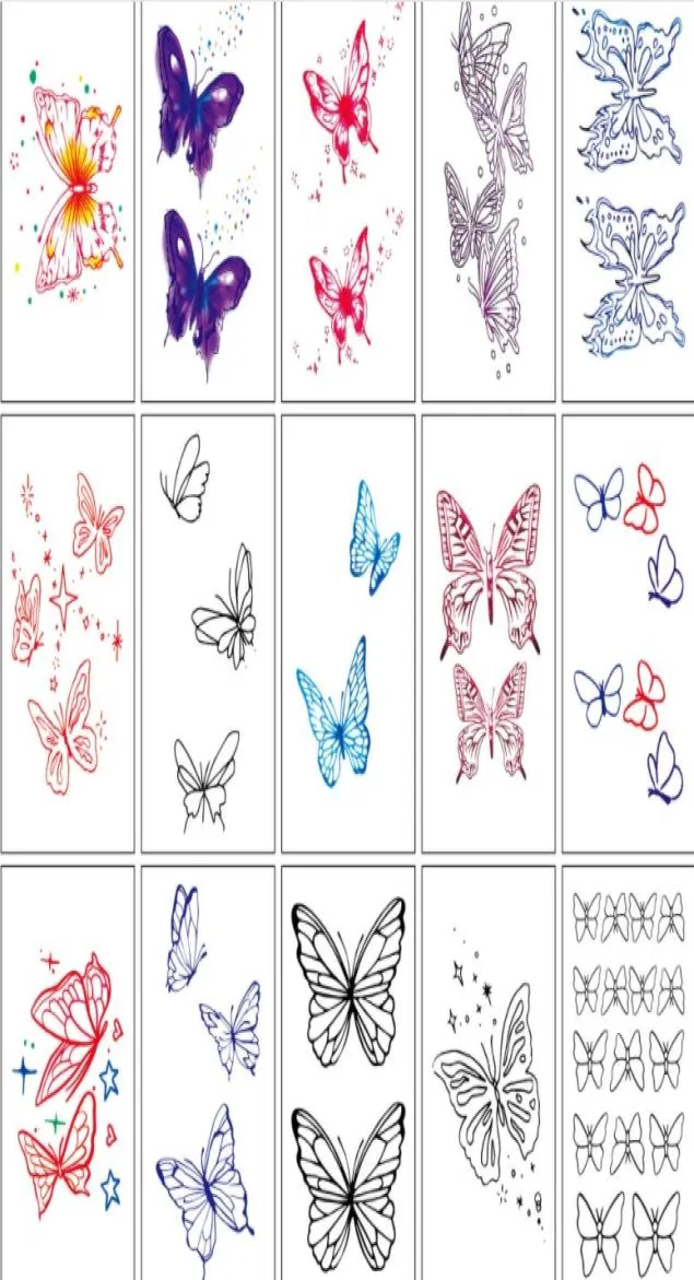 Tatuaggi temporanei Flower Butterfly Fake Tattoo Pattern Metallic Oro Adesivi impermeabili Acqua Trasferimento Acqua Sexy Beauty Body AR7850982