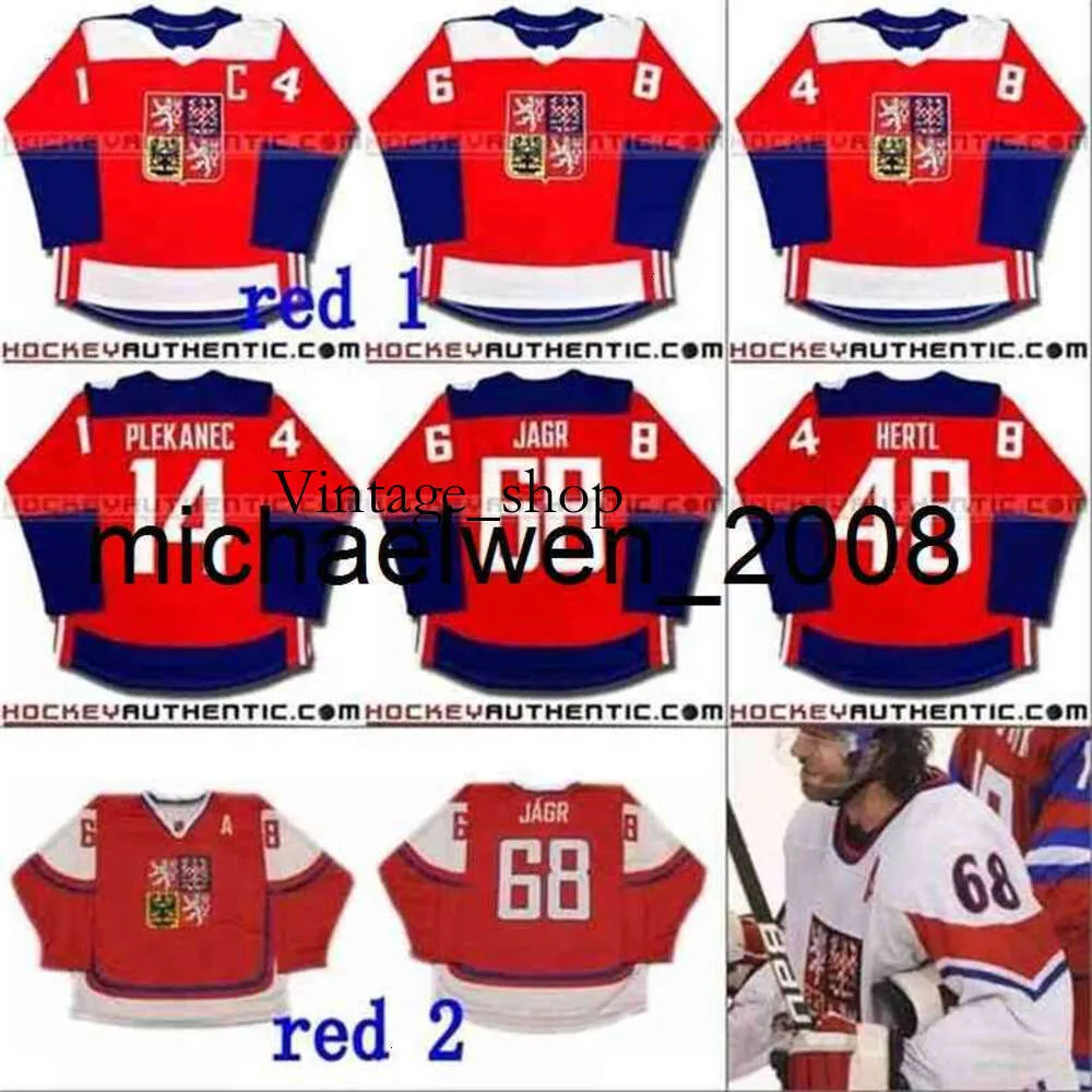 Vin Weng #68 Jaromir Jagr República Tcheca WCH WCH Copa do Mundo de Hóquei Jersey 14 Tomas Plekanec 48 Tomas Hertl Custom Hockey Jerseys