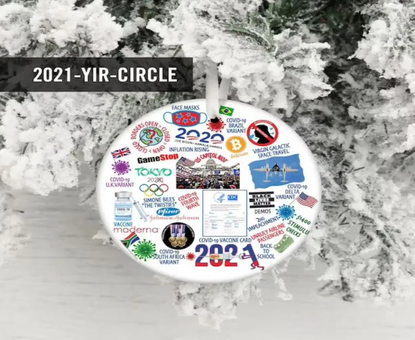 2021 Stunk Circle god jul dekoration träd ornament runt akryl xmas hängande hänge semesterdekor8544046