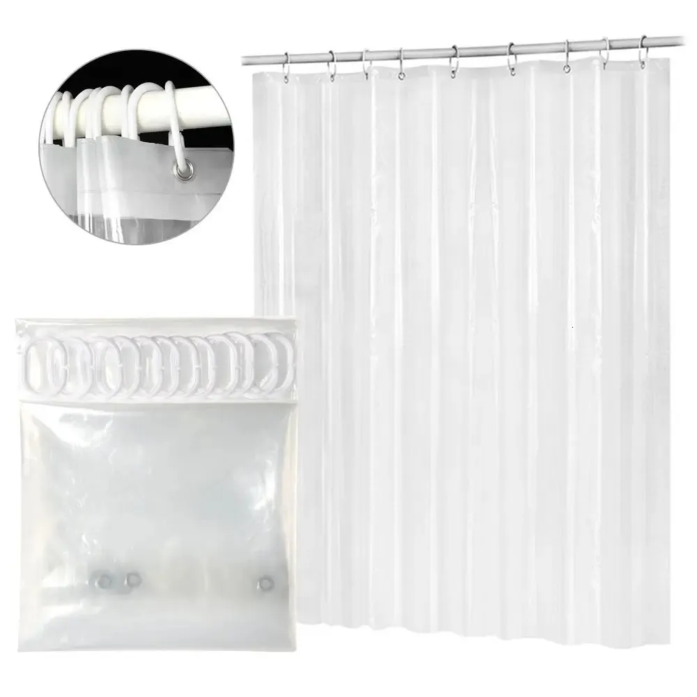 PEVA Plastic Shower Curtain Waterproof Mildewproof Transparent Bath Curtain Bathroom Accessaries 240512
