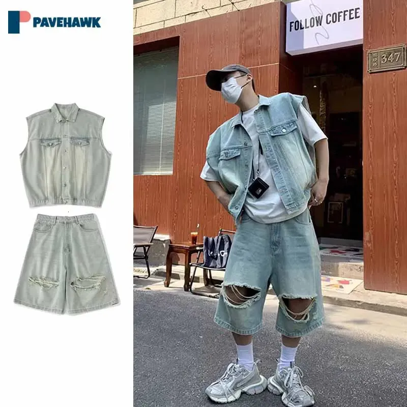 Harajuku High Street Retro set denim for Men - Sleeveless Harajuku High Street Retro set denim for Men - Sleeveless