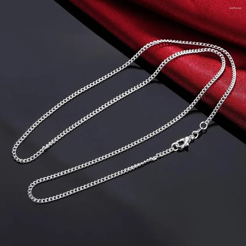 Chains Agteffer 925 Serling Silver 16/18/20/22/24/26/28/30 Collier de chaîne latérale 2 mm pour femmes