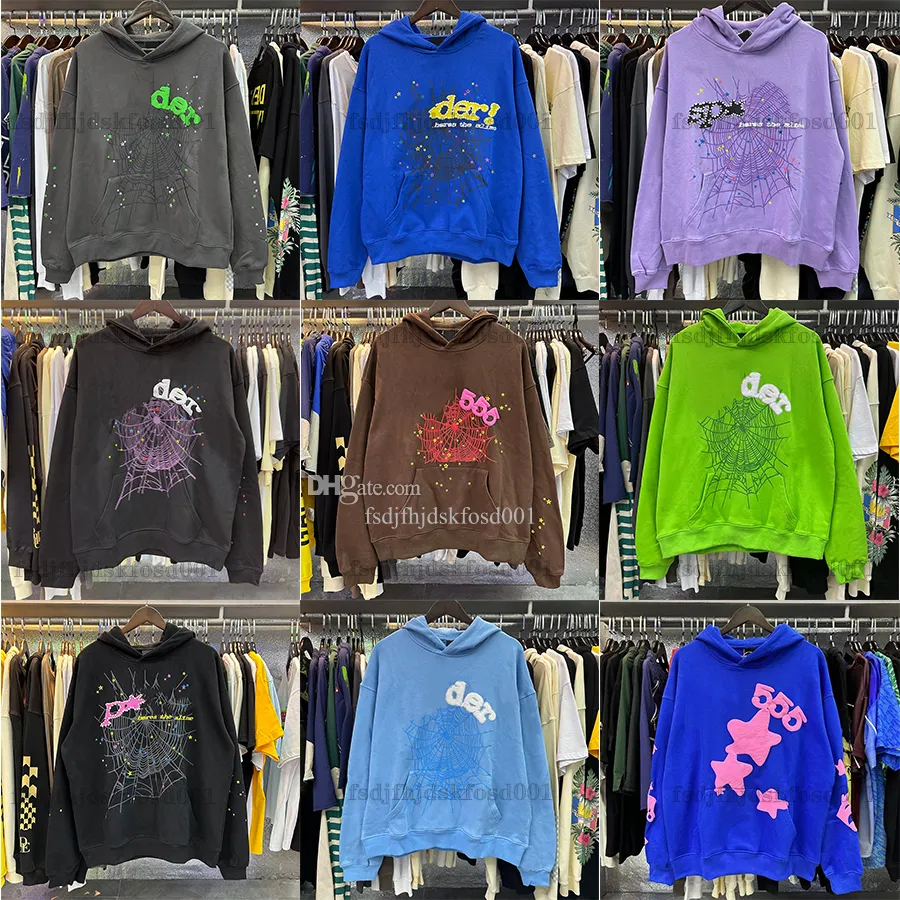 designer hoodies Young Thug 555555 Men Women Hoodie High Quality Foam Print Web Graphic Pink Sweatshirts y2k Pullovers US S-XL Designer Hoody Tracksuit pants t shirt