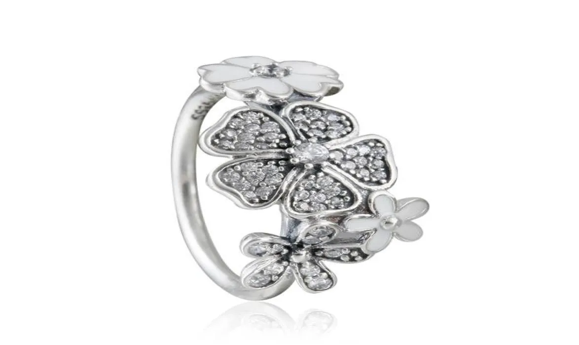 Kompatibel med smycken ring silver skimrande bukett klara CZ -ringar 100% 925 sterling silver smycken grossist diy för kvinnor8331532