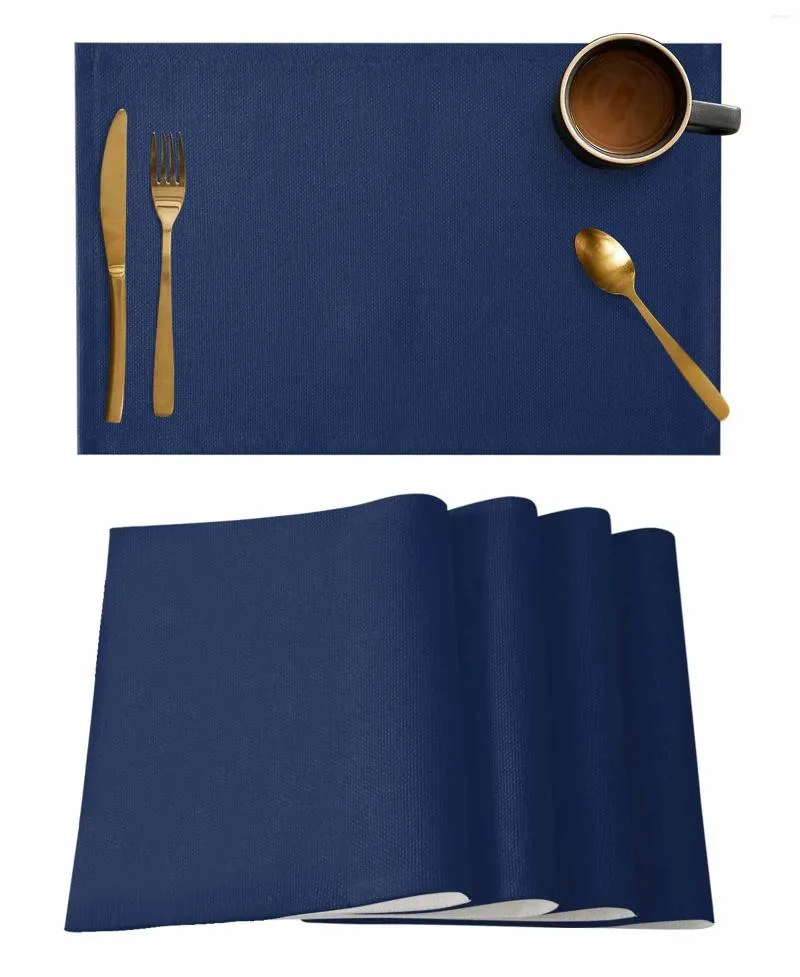 TABLEAU MATS Navy Blue Blue Kitchen Voleille de table Placemat Placemat Placemat Cax 4 / 6PCS Bureau