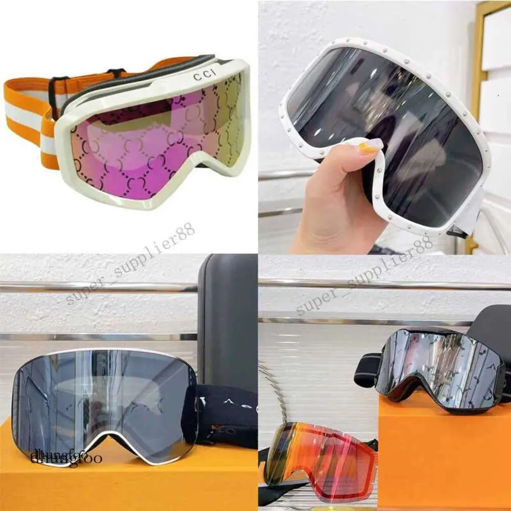 Женские лыжные дизайнерские дизайнерские бренды лица Маски солнцезащитные очки Зимние профессиональные лыжные очки Goggles против тумана негабаритное кадрское зеркало с оригинальной коробкой C9B6