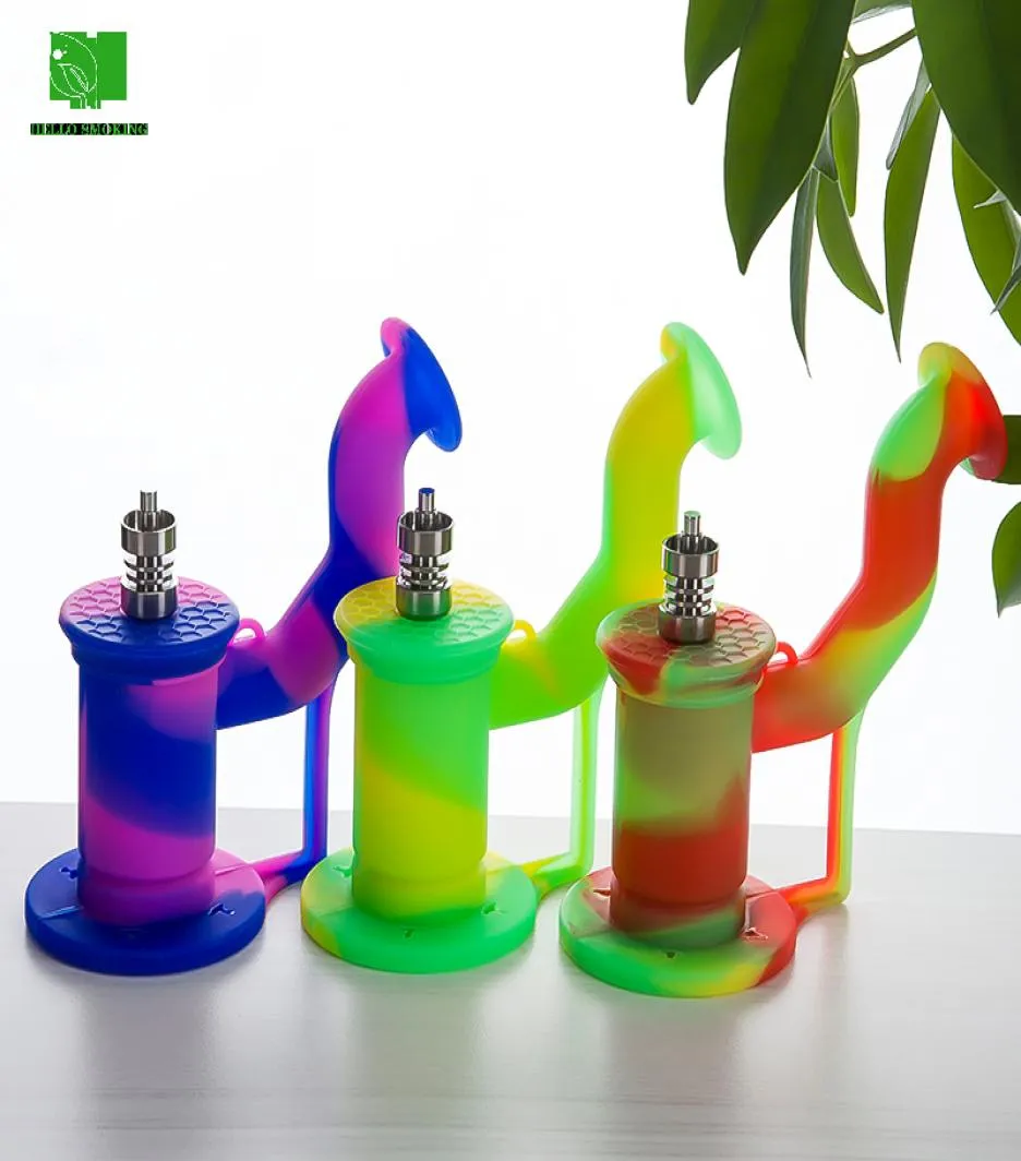 Smoke Siliconen Nectar Verzamel kits Oil Rig Diverse kleur met roestvrijstalen Dabber Tip Hookah9422321