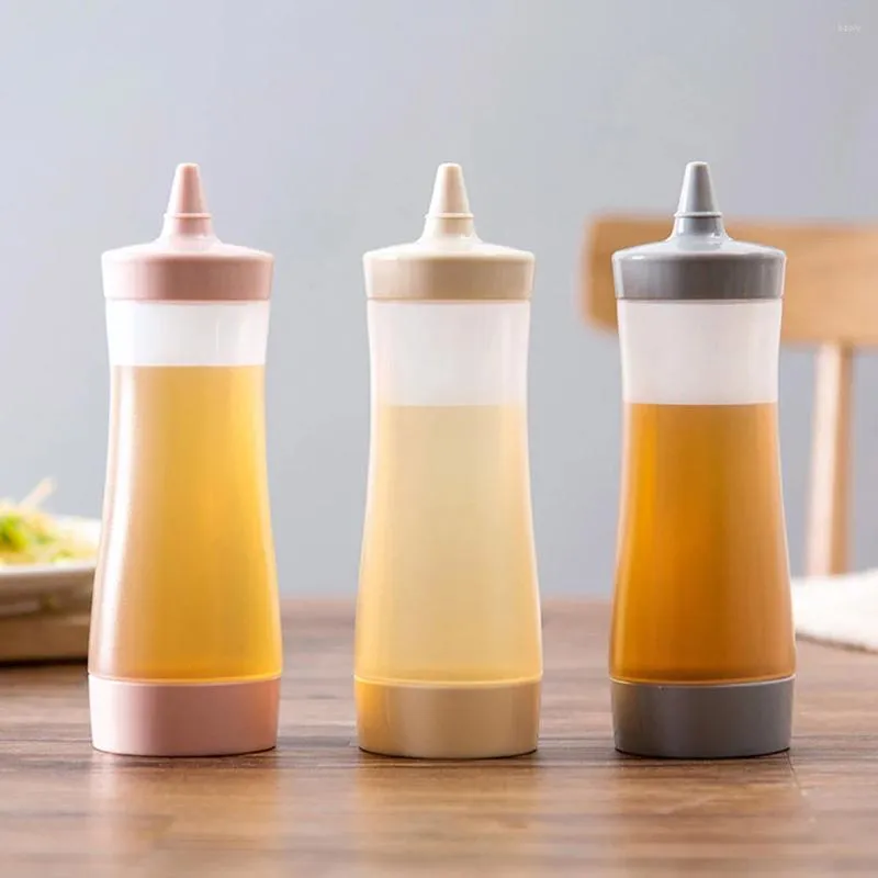 Set di stoviglie Squeeze Bottle Dispenser Riutilizzabile Salsa insalata Contenitore Ketchup Picnics da cucina (grigio)