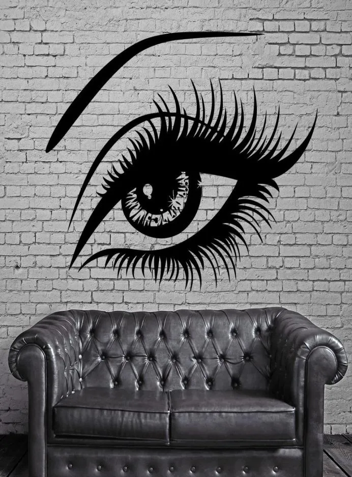 Big Eye Lashes Vinly Wall Stickers Sexiga vackra kvinnliga ögonvägg Dekalinredning Hemvägg Mural Hem Design Art Sticker4672687