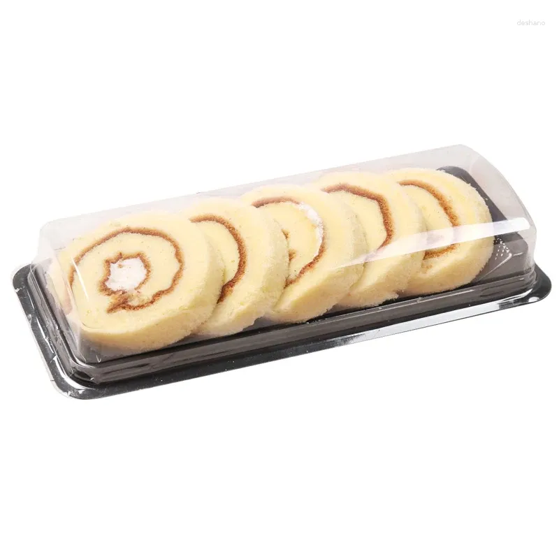 Bakvormen Zwitserse rolverpakking Cake Boxes PP Sushi Wikkel Cases Tool Weg afwerpbare Macorons Cookies Box Wrapper