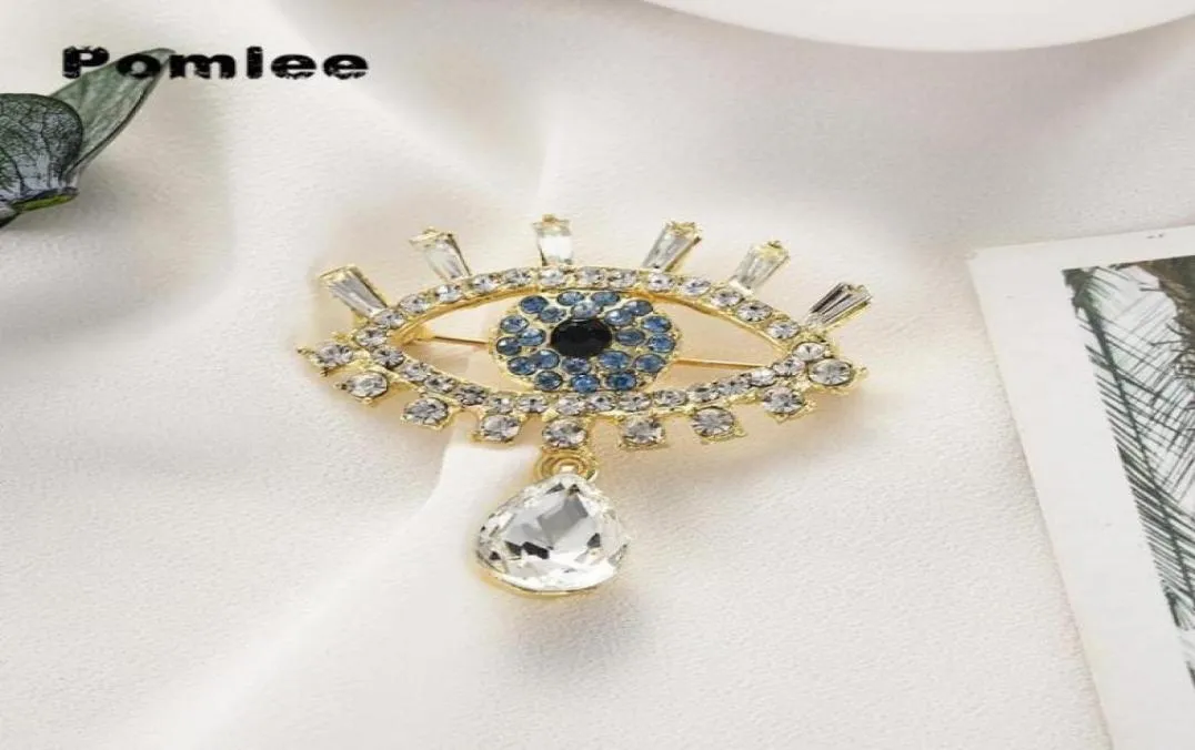 Pomlee göz şekli kristal broş neogotik kadın aksesuarları Korean moda alaşım bluz Medical femme broches para ropa48736028967265