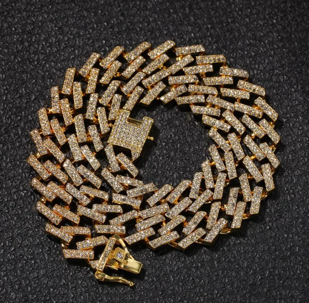 Mężczyźni mrożone łańcuchy Naszyjnik bioder biżuteria złota srebrna diament Miami Cuban Link Naszyjniki 3553565