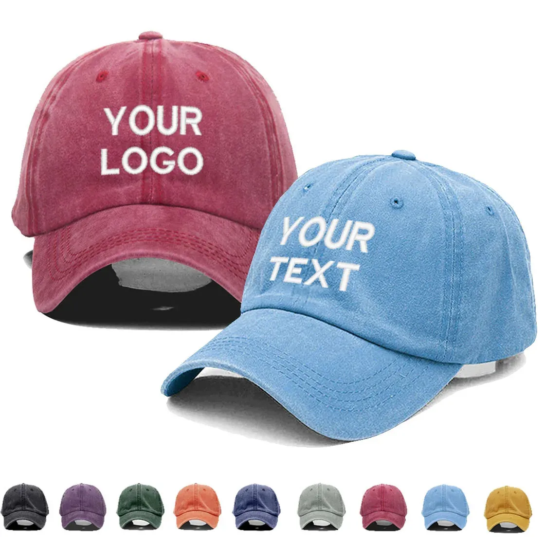 Testo ricamato personalizzato Cappello da baseball Cotton Baseball Mens High Facith Hat Hat Hat Direct 240507